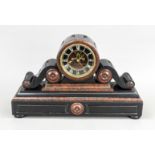 red-brown/ black marble pendulum, 2nd half 19th century, black dial with white Roman numerals and