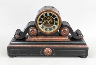 red-brown/ black marble pendulum, 2nd half 19th century, black dial with white Roman numerals and