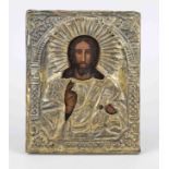 Icon of Christ Pantorkrator, probably Russia, probably 19th century, polychrome on wooden panel,