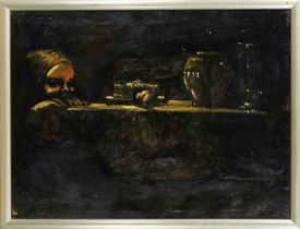 A.W. Novikovski, Ukrainian painter 2nd half 20th century, ''The Seduction'', dark still life with