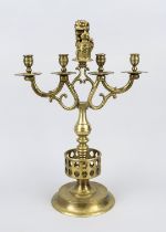 Large Amsterdam candlestick, 19th century, bronze. Round, profiled base, baluster shaft with