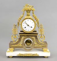 Louis-Seize pendulum, 1st half 19th century, fire-gilt bronze polished and satin-finished,