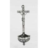 Holy water font, probably Russia, 18th century(?), silver tested, crucifix with the Corpus Christi