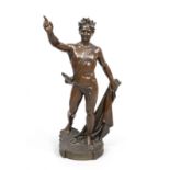 signed Desblane, French sculptor of the 19th century, allegorical figure with laurel wreath in