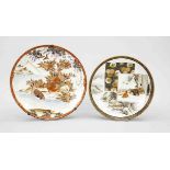2 Kutani plates, Japan, c. 1900, porcelain with polychrome glaze colors, enamel and gold paint,