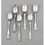 Eleven teaspoons, late 19th century, plated, violin shape, mostly with monogram, l. 16 cm
