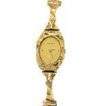 Lapponia ladies' quartz watch, 585/000 GG polished and matted, gold dial with 3 dot indices,