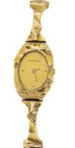 Lapponia ladies' quartz watch, 585/000 GG polished and matted, gold dial with 3 dot indices,