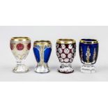 Mixed lot of four beakers, Bohemia, 20th century, various shapes and sizes, clear glass, some with