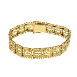 Link bracelet GG 585/000 with naturalistic, openwork design, w. 14 mm, box clasp with 2 SI eights,