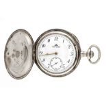 Spring lid pocket watch silver, German precision watch original Glashütte, polished case, 3 lids