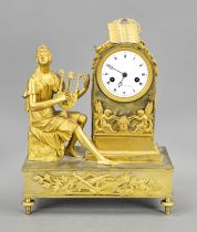 French. Figured pendulum, c. 1800 with lyre player and angels playing Aulus on the clock block, base