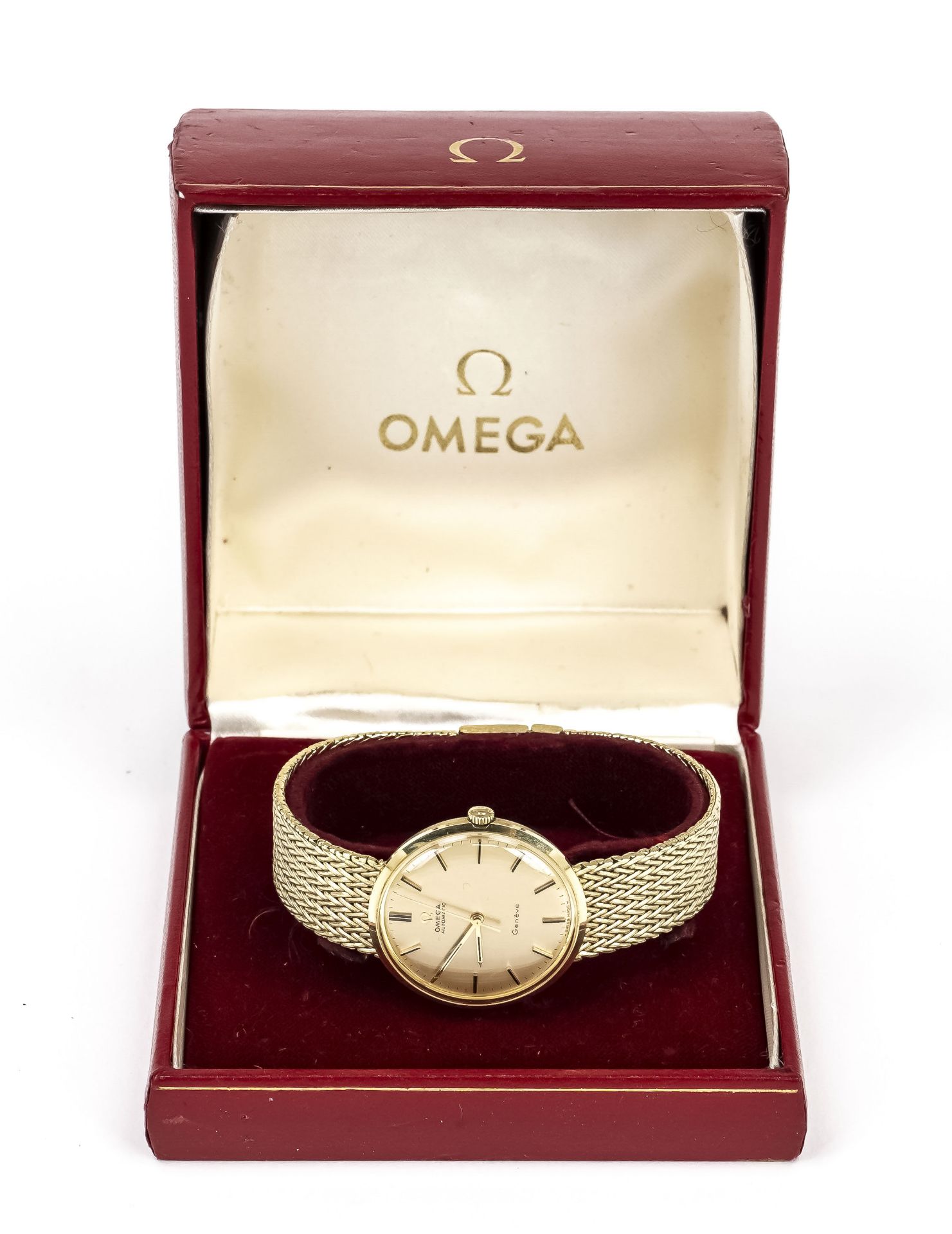 Omega gold bracelet men's watch automatic, Ref. 1211, circa 1975, 585/000 GG, gold dial with applied - Image 3 of 4