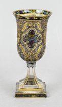 Footed glass, c. 1900, in the style of Fritz Heckert, square base, angular stem, tulip-shaped