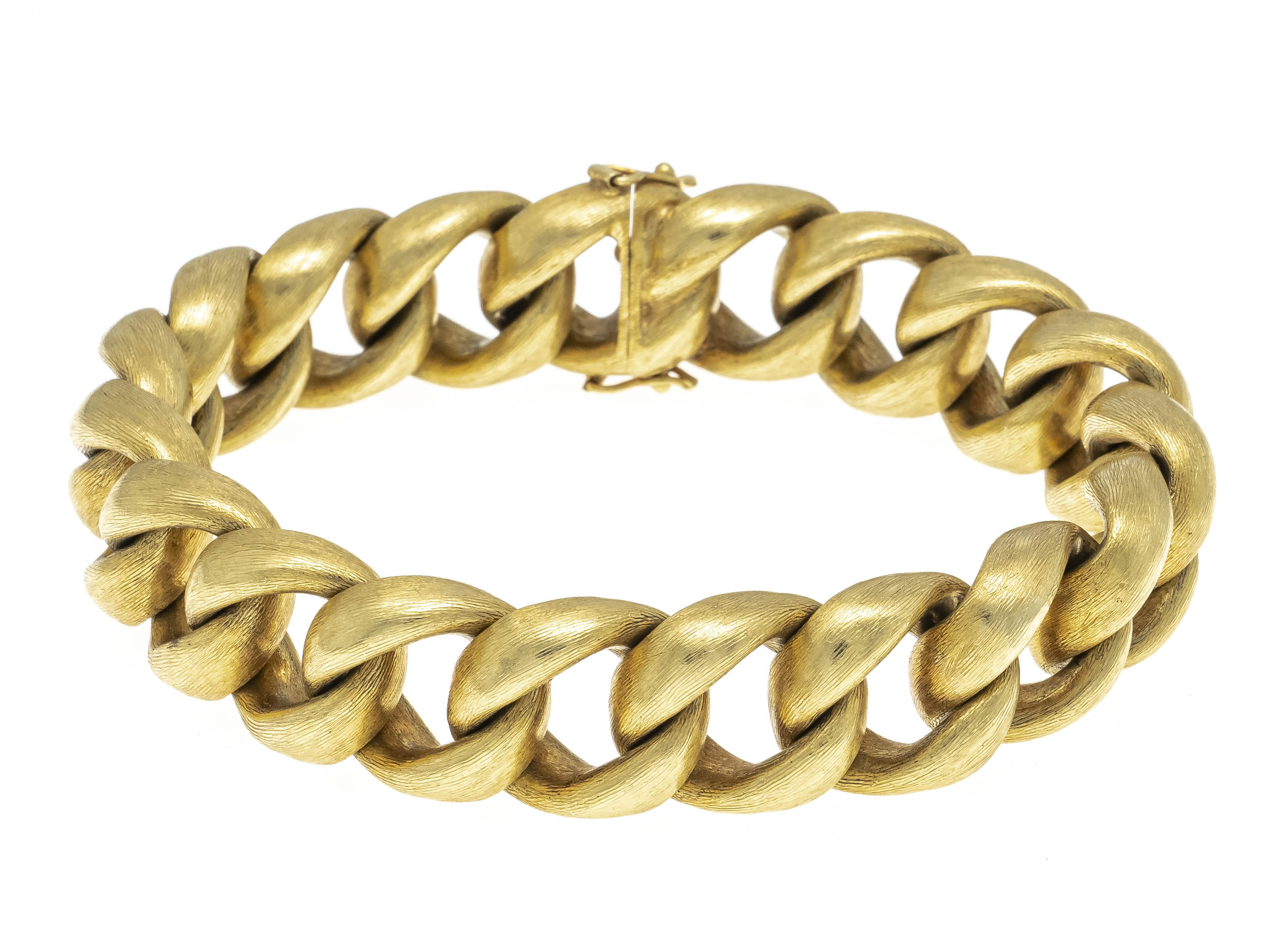 Design curb bracelet GG 750/000 with naturalistic, silk-matt look on both sides, w. 15 mm, box clasp