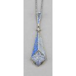 Pendant, probably German, 20th century, probably Theodor Fahrner, silver 935/000, with enamel and