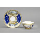 Teacup with saucer in the Sevres style, France, 19th century, hemispherical cup with ear handle,