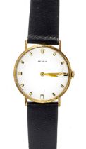 Felsius men's watch NOS, GG 585/000, champagnerf. dial with sunburst decoration and gold-plated