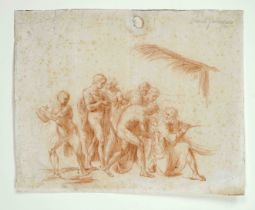 Unknown artist of the 17th/18th century, figure study (for an Adoration of the Christ Child?), red