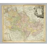 Historical map of the course of the Rhine from Rastatt to St. Goar, ''Palatinatus ad Rhenum...'',