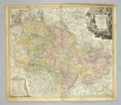 Historical map of the course of the Rhine from Rastatt to St. Goar, ''Palatinatus ad Rhenum...'',