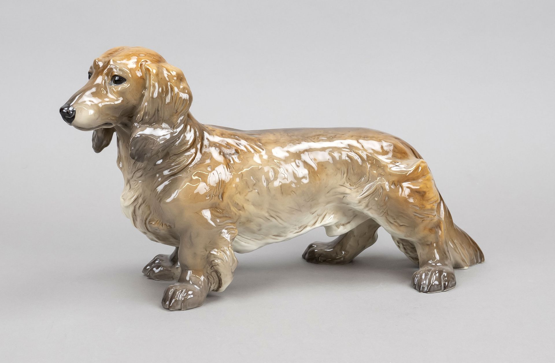 Long-haired dachshund, Allach, Bavaria, embossed mark ''SS Allach'', World War II, design by