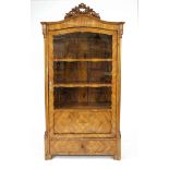 Display cabinet c. 1870, cherry veneered and solid, 1-door glazed body, drawer in the base, 186 x