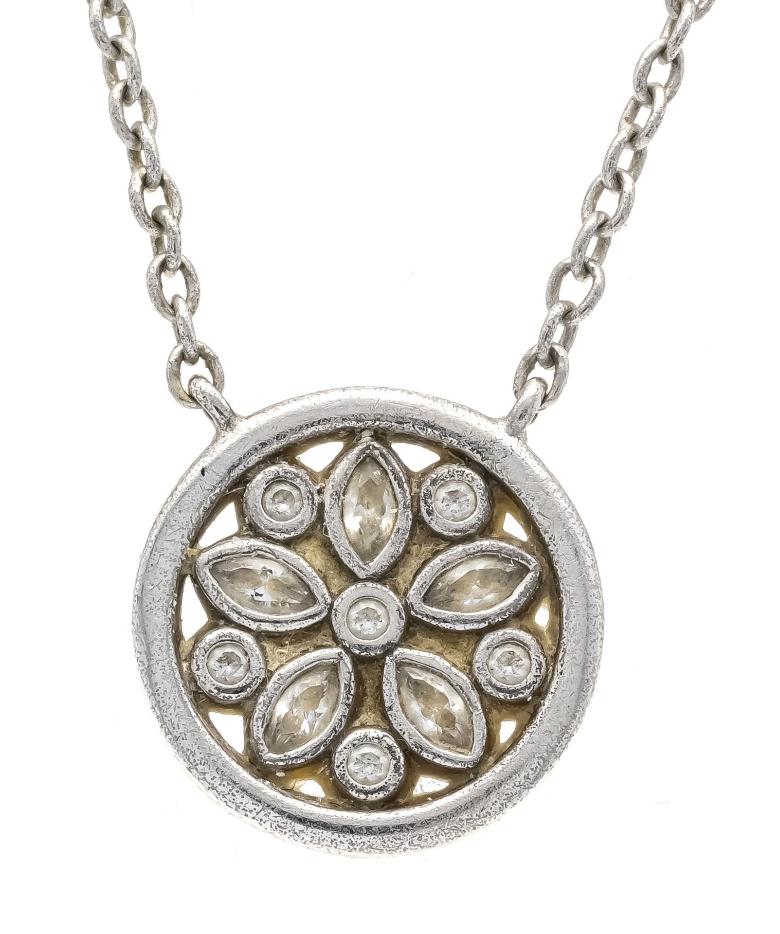 Ti Sento necklace silver 925/000 with round and navette-shaped faceted white gemstones, with lobster