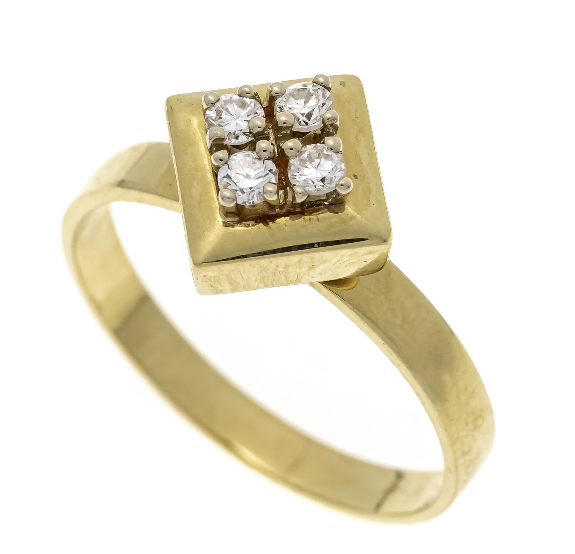 Brilliant ring GG 585/000 with 4 brilliant-cut diamonds, total 0.20 ct W/SI, RG 53, 2.7 g
