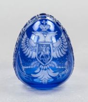 Ornament, Russia, 20th century, St. Petersburg, clear glass, predominantly blue overlay, with cut