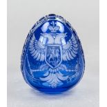 Ornament, Russia, 20th century, St. Petersburg, clear glass, predominantly blue overlay, with cut