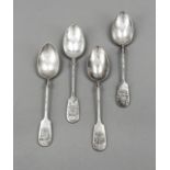 Four spoons, German, c. 1900, maker's mark Julius Lemor, Breslau, silver 800/000, spade shape,