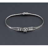 Diamond bracelet WG 585/000 with diamonds, 0.10 ct in total, box clasp with 2 SI-knots, l. 18.5 cm