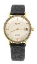 Bulova Ambassador men's watch automatic, with 40ym gold-plated case, silver-colored dial with