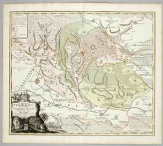 Historical map of Stolberg in the Harz Mountains, ''Comitatus Stolbergici...'', partly col. Copper