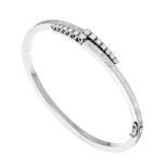 Brilliant hinged bangle WG 750/000 ice-matt brushed with 14 brilliant-cut diamonds, total 0.73 ct