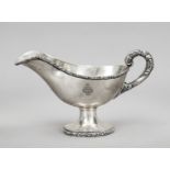 Sauce boat, Austria, late 19th century, hallmarked silver, oval domed stand, curved body, applied
