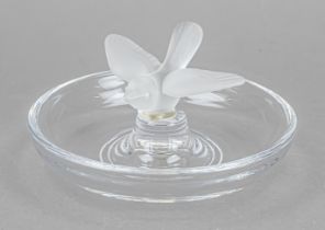 Round bowl, France, 2nd half 20th century, Sèvres, central handle in the shape of a bird, clear,