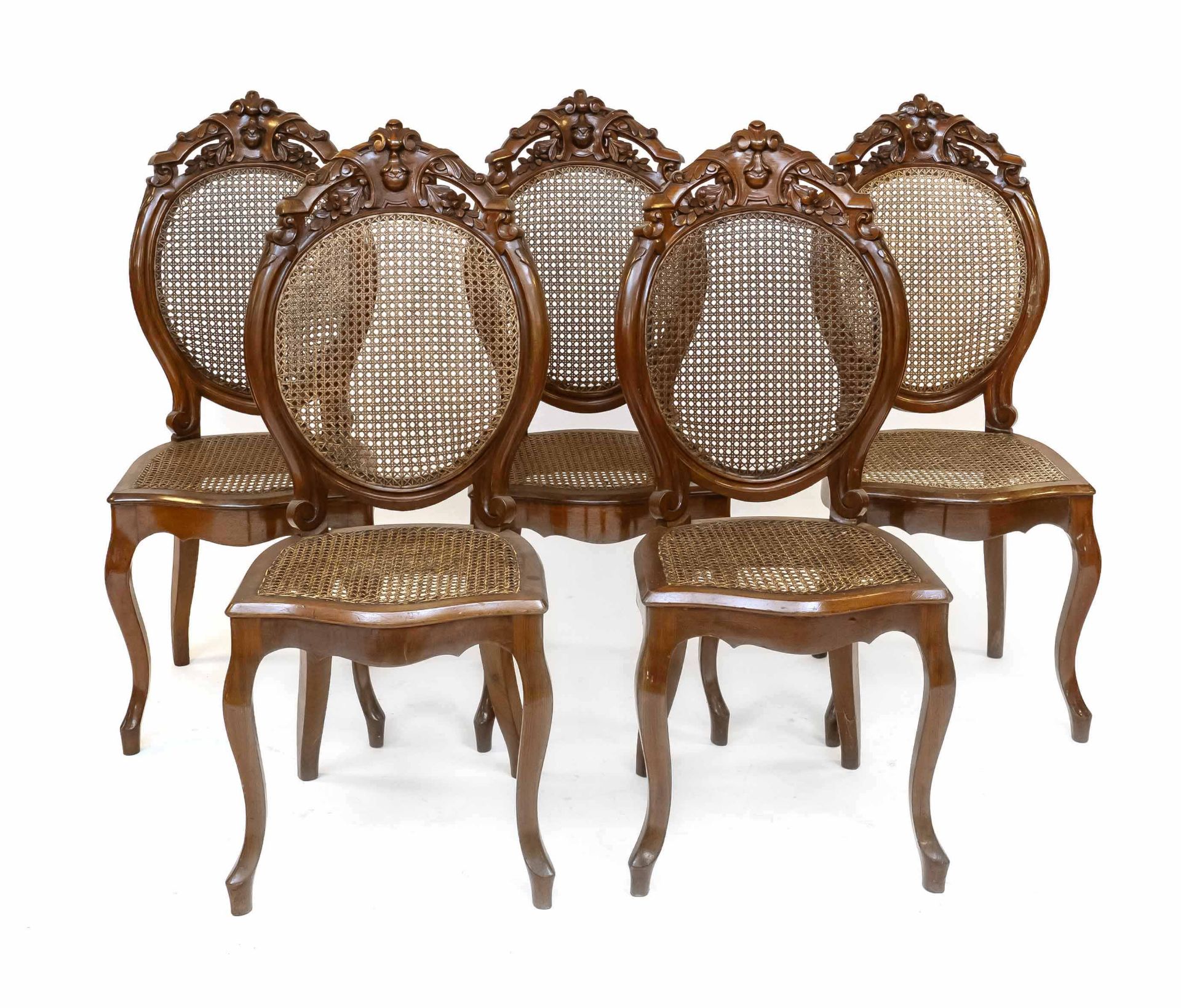 5 chairs, Louis-Phillipe c. 1860, mahogany, wickerwork, 109 x 45 x 55 cm - The furniture cannot be