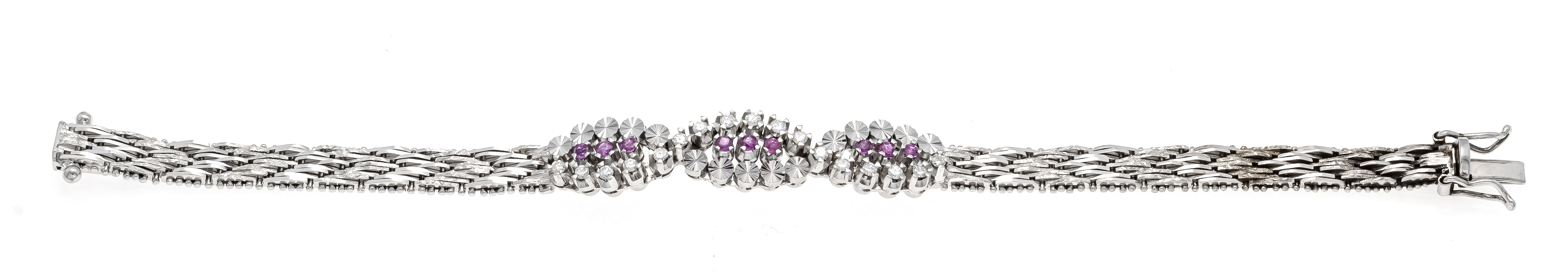 Centerpiece diamond bracelet WG 750/000 with 5 brilliant-cut diamonds and 32 octagonal diamonds, - Image 2 of 2