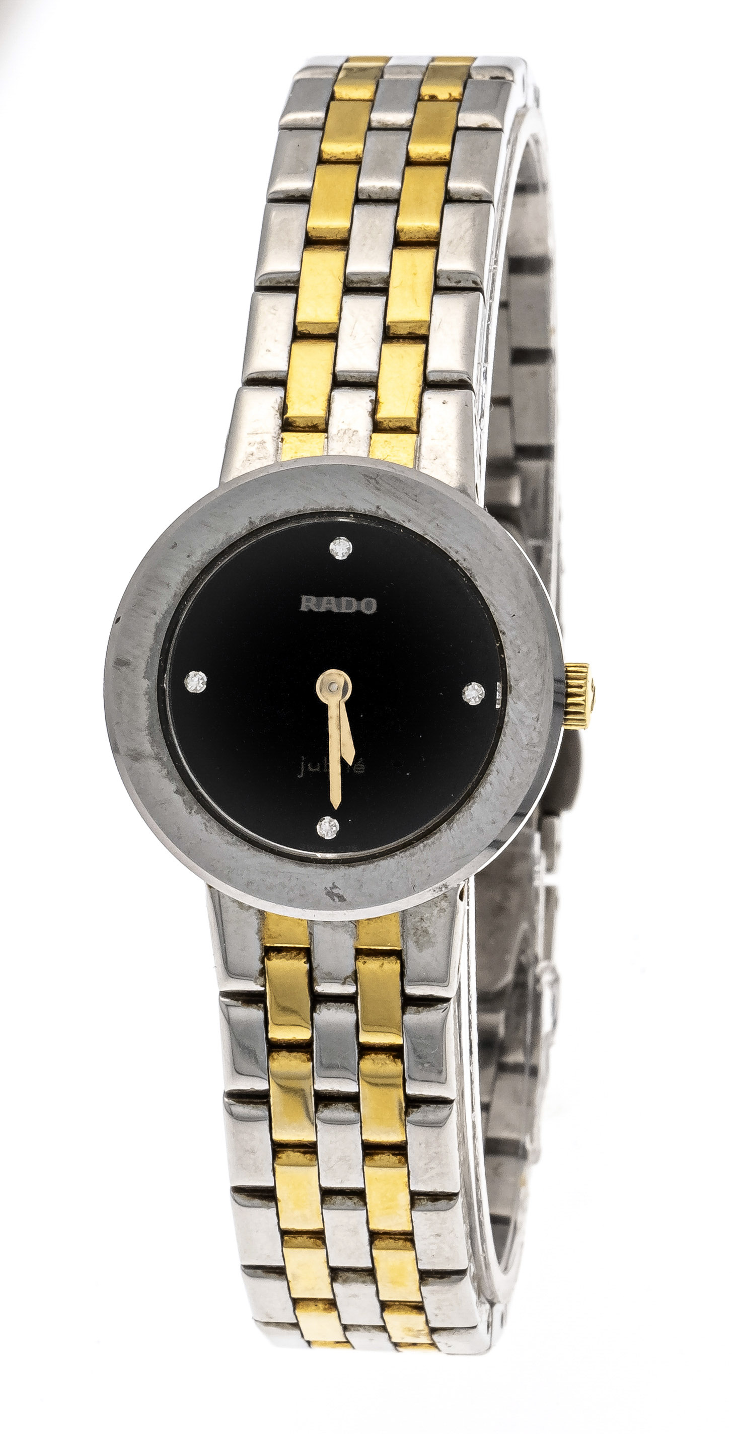 Rado Jubile` ladies' quartz watch, ref. 153.0344.3, titanium 2-colored, ceramic bezel, black dial