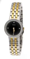Rado Jubile` ladies' quartz watch, ref. 153.0344.3, titanium 2-colored, ceramic bezel, black dial