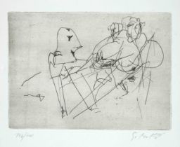 Gerd Mackensen (*1949), abstract erotic scene, etching with plate tone, signed by hand lower