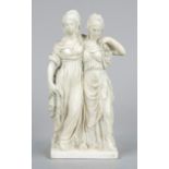 Group of princesses, polished plaster, portrait sculpture of the princesses Luise and Friederike