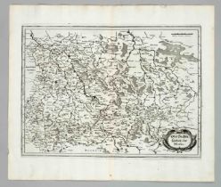 Historical map of Upper Saxony with Laußnitz and Meissen, copper engraving by Merian around 1650,