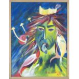 D. Schweiss, artist late 20th century, Mermaid with trident and fish, acrylic on canvas, signed