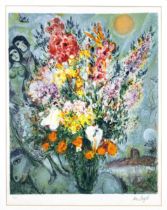 Marc Chagall (1887-1985), Composition with a large bouquet of flowers, granolithograph on Japanese