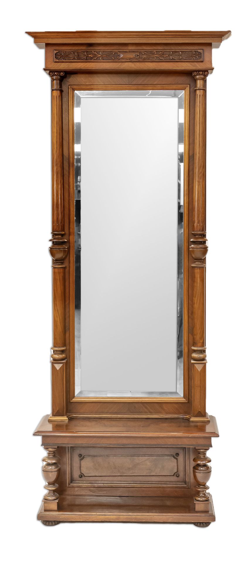 Wilhelminian style mirror with console, around 1880, walnut, 240 x 89 x 32 cm - The furniture cannot