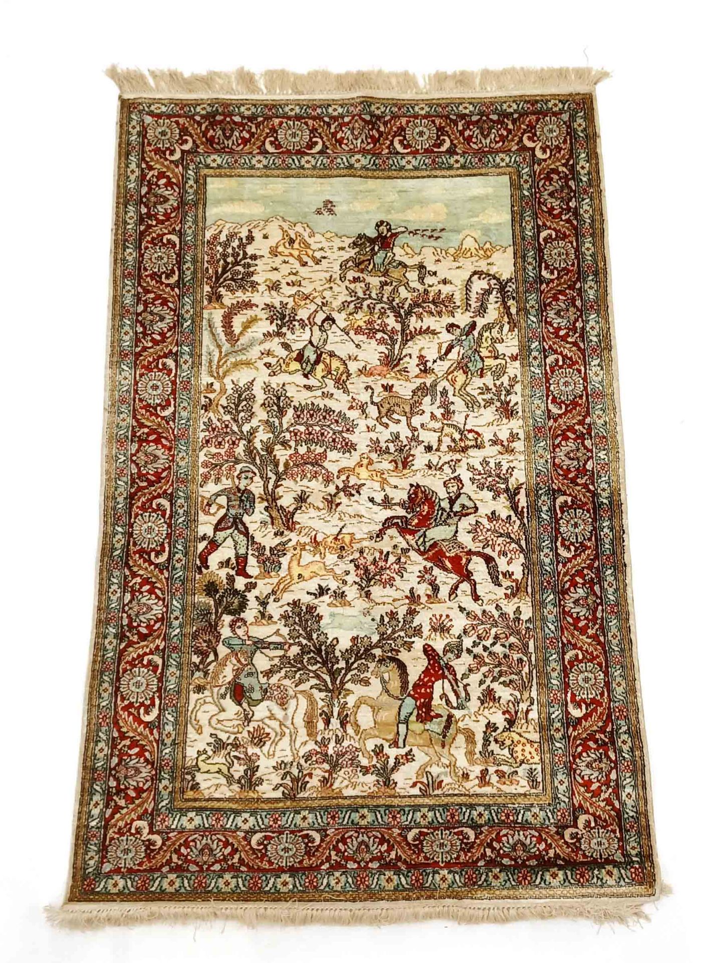 Carpet, Carpet, Rug, silk, even high pile with minor wear, 152 x 93 cm