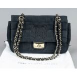 Love Moschino, Flap Bag, partially quilted and padded faux leather in a velour look in midnight